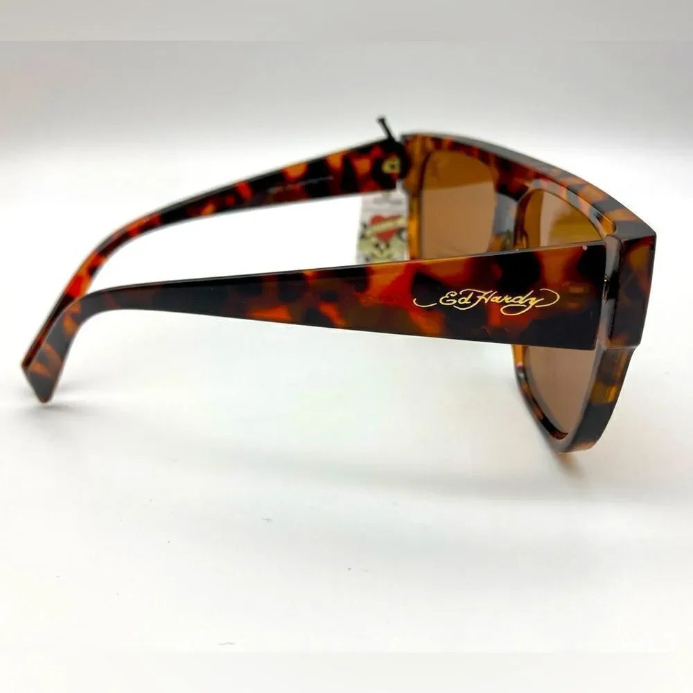 NWT Ed Hardy Immortals Style Shiny Tortoise Unisex Sunglasses